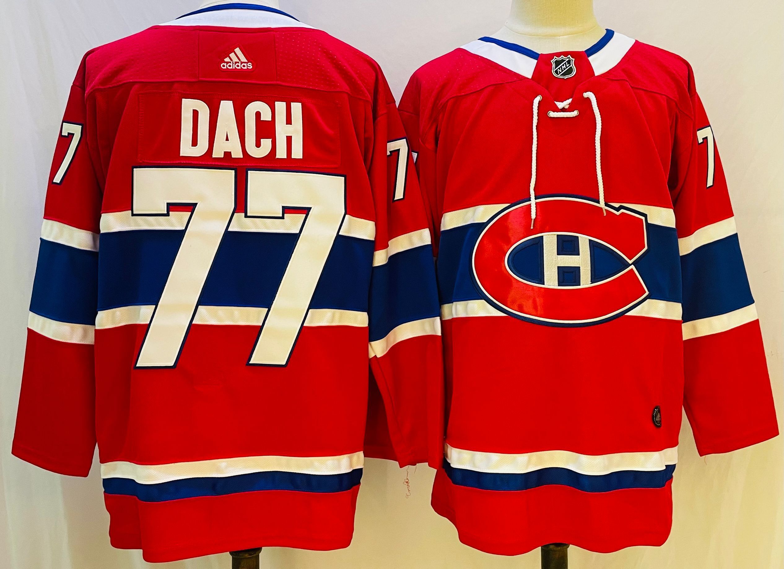 Men Montreal Canadiens #77 Dach Red Throwback 2022 Adidas NHL Jersey